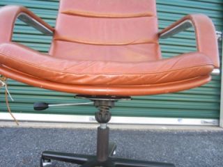 Lovely Vintage Artifort Leather Rolling Desk Chair Mid Century Modern Danish