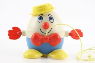 Vintage 736 Fisher Price Toddler Clacking Pull Toy Plastic Humpty Dumpty