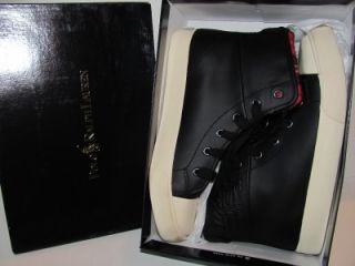 Polo Ralph Lauren Boys Black Leather High Top Tennis Shoes Sz 2 5 29