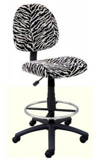 New Zebra Print Microfiber Fabric Office Drafting Bar Counter Stools Chairs