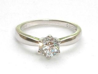 Stunning 925 Silver Genuine Diamonique Solitaire Engagement Ring Size P