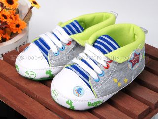 New Toddler Baby Boy Gray Green Tennis Shoes UK Size 4 A932