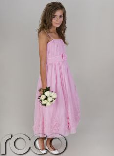 Girls Pastel Pink Wedding Bridesmaid Prom Party Flower Girl Dress 1 14 Years