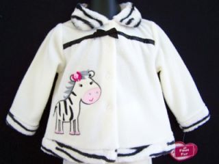 New Baby Girls "Ivory Black Fancy Zebra" Size 12M Clothes