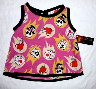 Rockabilly Punk Pink Black Red Heart Cards Skull Baby Girl Dress Kids Clothes