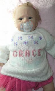 Boutique Personalized Gift Any Name Hand Knitted Baby Girl Boy Sweater Cardigan