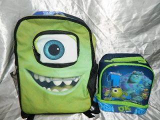 Disney Pixar Monsters Inc University Backpack Lunchbox Bag Brand New