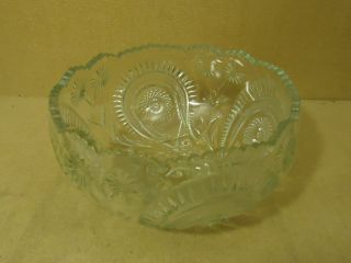 Designer Punch Bowl 12 Cups 14in D x 8 1 2in H Vintage Glass Crystal Cut
