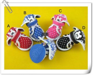 Polka Dot Canvas Shoes Boots Bootie Dog Pet Apparel