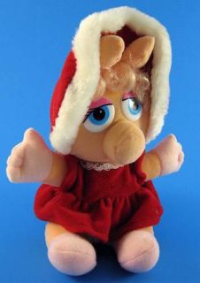 Baby Miss Piggy Henson Muppets 8" Vtg 1987 Xmas Plush Stuffed Toy Animal Doll