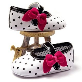 Y075 Cute Beautiful Dot Pattern Red Bow PU Infant Baby Toddler Shoes New Arrival