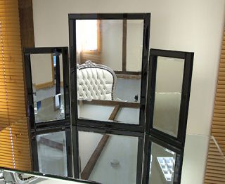 Dressing Table Mirror Free Standing Black Venetian Tri Fold Bedroom Mirror