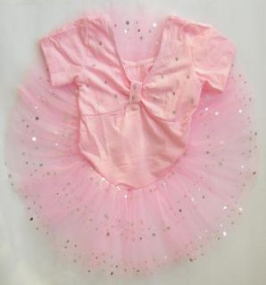 Girl New Pink Short Sleeve Leotard Ballet Tutu Party Dance Fairy Dress 4 8Y