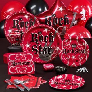 Rock Star Guitar Crown Birthday Party Supplies Kit Pack