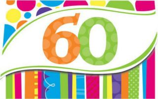 Bright Bold Milestone 60th Birthday Party Age 60 Invitation Cards 8 Pack
