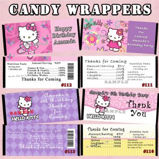Hello Kitty Birthday Stickers Candy Wrappers Personalized Invites and More