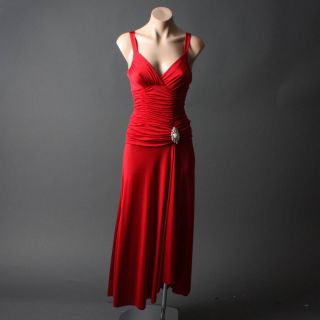 Long Ruched Red Evening Gown Cocktail Party Dress L Size