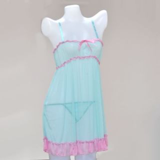 Sexy Cute Lingerie Babydoll Dress G String Soft Transparent Lace Sleepwear New