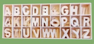 130 Pcs of Wood Alphabet Letters Unfinished Kids Craft School Paint Scrapbooking