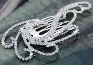 Silver Plated Rhinestone Crystal Jewelry Bridal Party Hair Comb