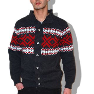 Mens Xmas Christmas Hoody Fairisle Aztec Jumper Cardigan Hooded Top Sweater