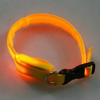 LED Dog Pet Flashing Light Up Safety Collar Green Blue Orange White Pink Yellow