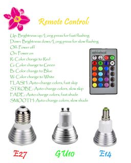 3W E27 GU10 E14 LED RGB Light Color Changing Bulb Lamp IR Remote Control New