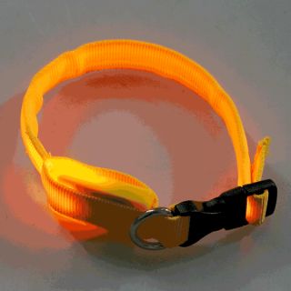 Glow LED Collar Cat Dog Pet Flashing Light Up Safety Nylon Tag Yellow
