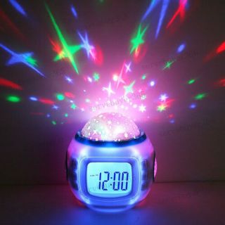 Color Change LED Star Night Light Magic Projection Projector Alarm Table Clock