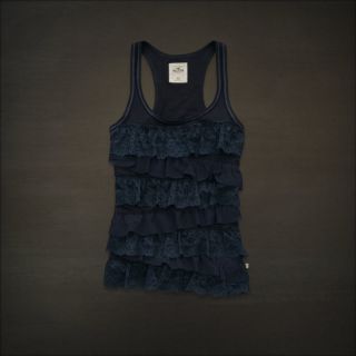 Hollister by Abercrombie Women Navy Lace Tank Top M