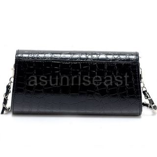Womens Patent Leather Chain Clutch Evening Party Wallet Purses Shoulder Handbag