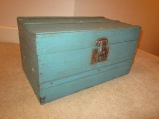 Vintage Antique Shabby Wood Toy Box 2 Tier Old Paper Lining Inside