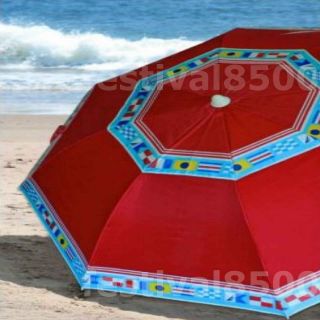 Nautica 7' Sun Beach Umbrella 2 Way Tilt Canopy Patio Portable Carry Case Flags
