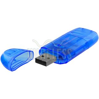 For USB 2 0 SD SDHC MMC T Flash Memory Card Reader Writer Drive Blue