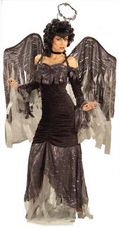 Gothic Angel Adult Womens Costume Black Dress Wings Heaven Theme Party Halloween