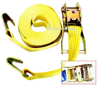 New 2" x 27' 10 000lb Ratchet Strap Flat Hook Ratcheting Tie Hold Down HD