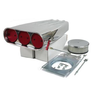 Polished Aluminum Single Four Barrel Blower Butterfly Scoop Air Cleaner 5 1 8"