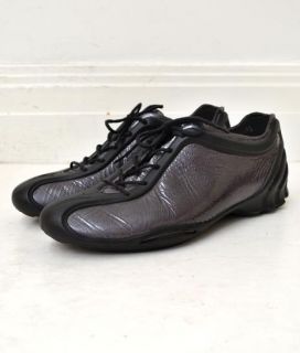 Ecco Thrill Tie Gunmetal Grey Patent Leather Flat Comfort Sneaker Shoes 40 $199