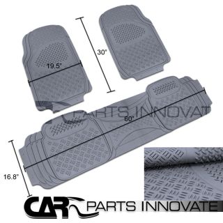 3pcs Car Truck SUV Van Custom Gray PVC Rubber Floor Mats Carpet Front Rear