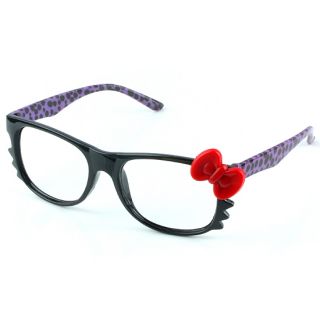 Cute HelloKitty Bow Leopard Nerd Eyeglasses Glasses Frames No Lens Costume Girls