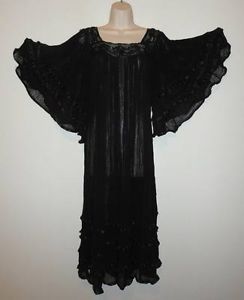 Black Angel Hippie Gauze Crochet Dress Mexican Dress 60's Retro