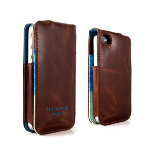 Ted Baker iPhone 4S Men's Leather Flip Case Card Slot Brown Lifetime Warranty