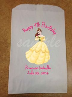 12 Personalized Princess Belle Beauty and The Beast Birthday Party Favor Bags