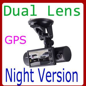 X2000 2 7" IR Dual Lens Dashboard Dash Camera Car DVR GPS Logger Wide 140°