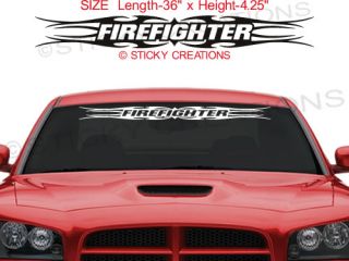 113 Firefighter Tribal Flame Windshield Vinyl Graphic Design Rear Window Decal