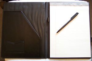 9" x 12" Black Faux Leather Notebook Portfolio Notepad Writing Tablet and Pen