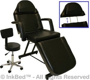 Inkbed Tattoo Black Stationary Massage Table Bed Chair Ink Bed Salon Equipment