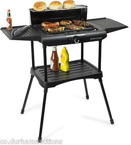Andrew James Deluxe Black Electric BBQ Grill Griddle Indoor Outdoor Camping