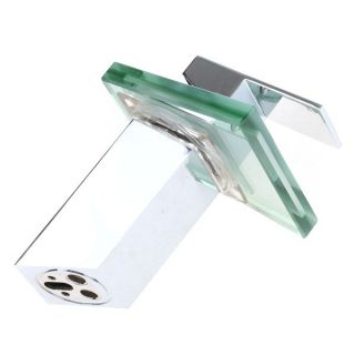 Temperature Sensor LED Faucet Glass Waterfall Bathroom Basin Mixer Tap Centerset