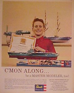 1961 Revell Master Modeler Club Model War SHIP Plastic Hobby Kit Kids Toy Ad